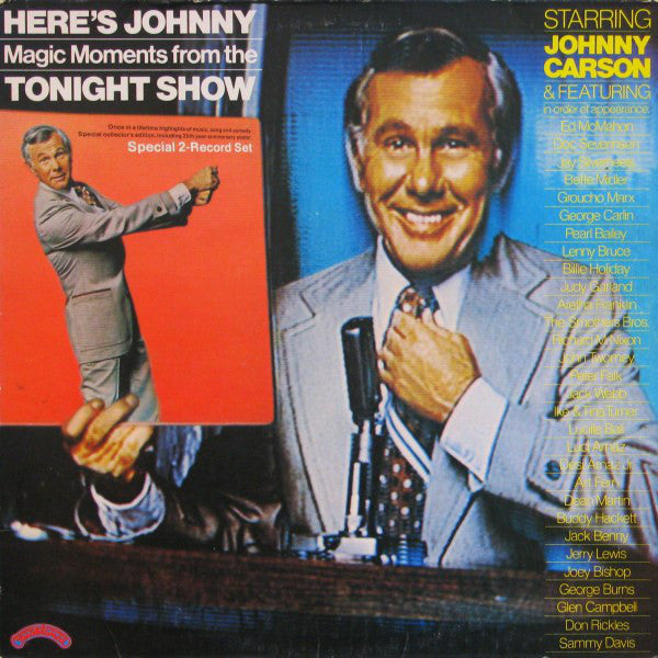 Johnny Carson ‎& Guests (Billie Holiday/Aretha Franklin/& Many More) – Here's Johnny.... Magic Moments From The Tonight Show - New Vinyl 2 Lp Set 1974 Stereo USA Original Press (With Huge Poster) - Pop / Jazz / TV - Shuga Records