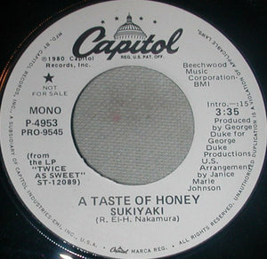 A Taste Of Honey - Sukiyaki Stereo/Mono Promo Mint- - 7" Single 45RPM 1980 Capitol USA - Funk/Soul