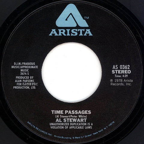 Al Stewart ‎– Time Passages / Almost Lucy - VG+ 45rpm 1978 USA - Rock / Pop