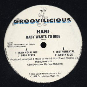 Hani - Baby Wants To Ride VG- - 12" Single 1999 Groovilicious USA - Trance