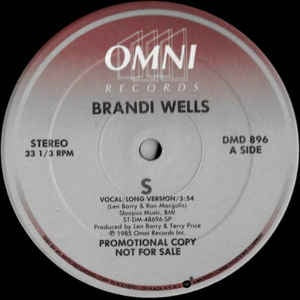 Brandi Wells ‎– S / Tonight Tonight  - Mint- 12" Promo Single Record 1985 USA Vinyl - Funk