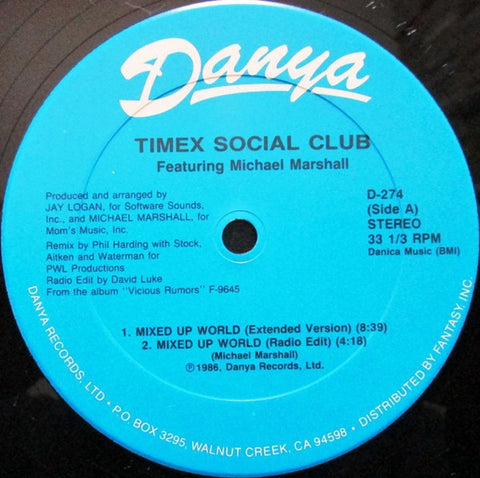 Timex Social Club Featuring Michael Marshall ‎– Mixed Up World - Mint- 12" Single 1986 USA - Synth-Pop