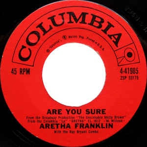 Aretha Franklin ‎– Are You Sure - VG- 7" Single 1961 - Funk/Soul