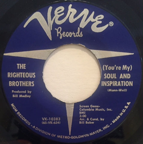 The Righteous Brothers ‎– (You're My) Soul And Inspiration / B Side Blues - VG+ 45rpm 1966 USA - Rock