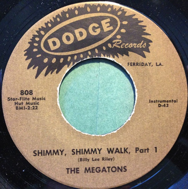 The Megatons ‎– Shimmy, Shimmy Walk, Part 1 / Shimmy, Shimmy Walk, Part 2 VG- 7" Single 45rpm 1962 Dodge USA - Rock/Funk/Soul
