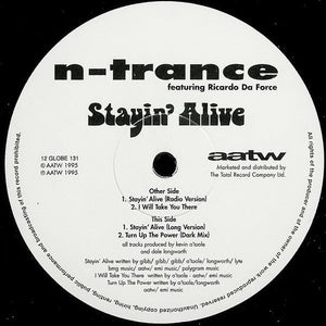 N-Trance Feat. Ricardo Da Force - Stayin' Alive - VG+ 1995 All Around The World UK Import - House
