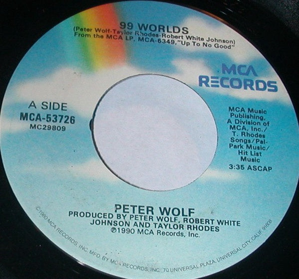 Peter Wolf ‎– 99 Worlds / Are You A Boy Or Are You A Girl - VG 45rpm 1990 USA - Rock / Pop - Shuga Records