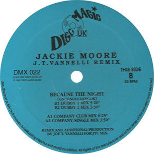 Jackie Moore - Because The Night (J.T. Vannelli Remix) - VG 12" (UK Import) 1993 - House