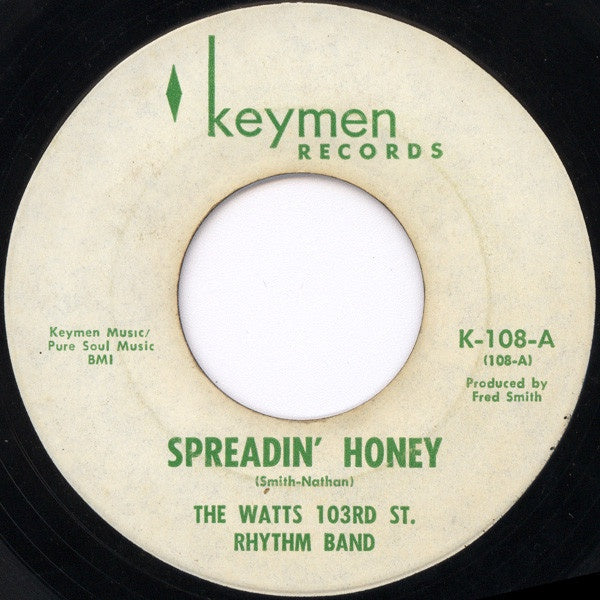 The Watts 103rd St Rhythm Band ‎- Spreadin' Honey / Charley - VG- (Low) 7" Single 45 RPM 1967 USA - Funk / Soul - Shuga Records