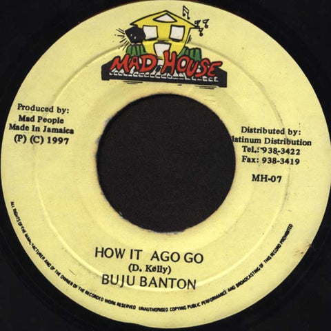Buju Banton ‎– How It Ago Go / Version - VG+ 7" Single 45rpm 1997 Mad House Jamaica - Reggae