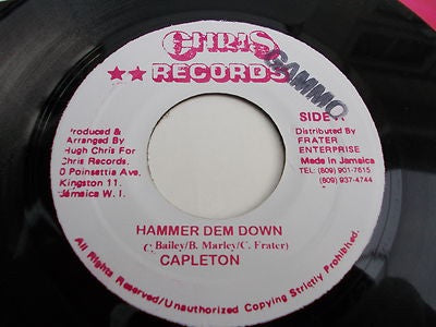 Capleton / Majah 5 & Kadian Silk ‎– Hammer Dem Down - VG+ 7" Single 45 rpm 1999 Chris Records Jamaica - Reggae / Dancehall