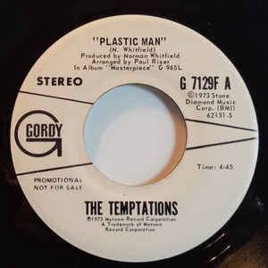 The Temptations- Plastic Man / Plastic Man VG+ 7" Single 45RPM 1973 Gordy USA- Soul
