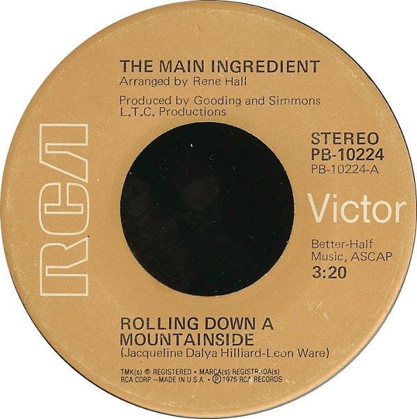 The Main Ingredient ‎– Rolling Down A Mountainside / Family Man - VG+ 45rpm 1975 USA RCA Records - Funk / Soul - Shuga Records