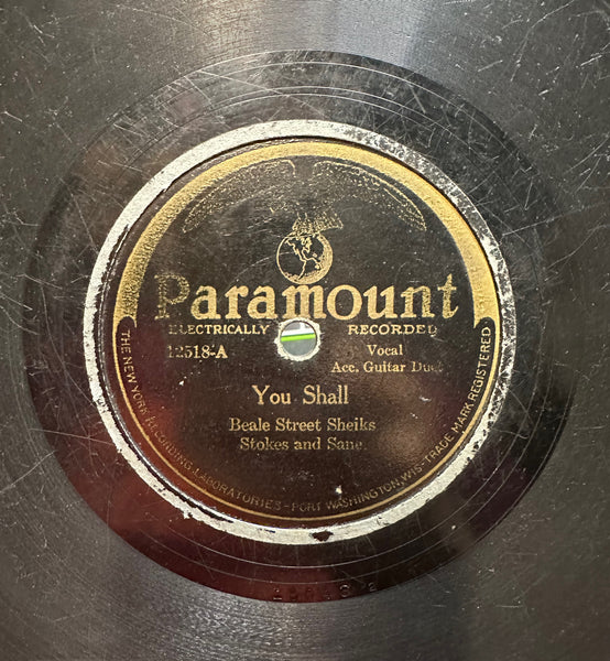 Beale Street Sheiks – You Shall / It's A Good Thing - 10" Shellac G (low grade) 78 RPM Paramount USA  - Pre War Blues / Memphis Blues / Delta Blues - Shuga Records