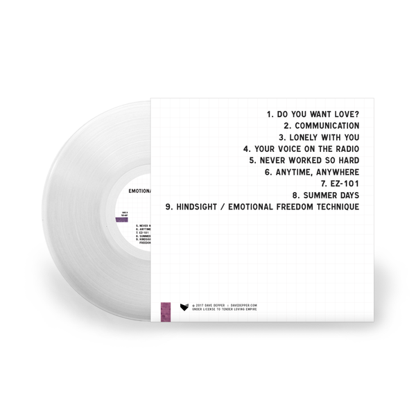 Dave Depper - Emotional Freedom Technique - New Lp Record 2017 Tender Loving Empire Crystal Clear Vinyl & Download - Synth-pop / Death Cab for Cutie - Shuga Records