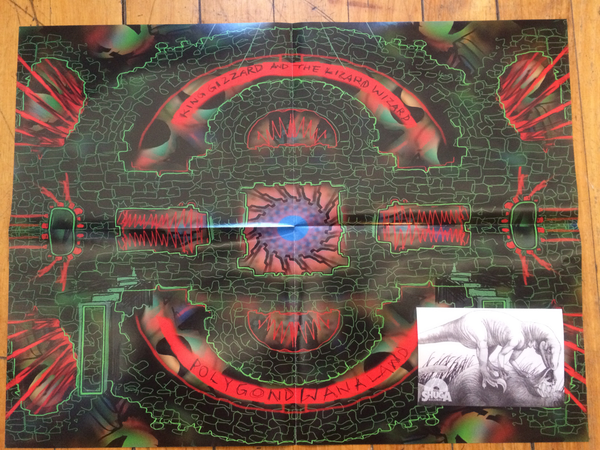 King Gizzard & The Lizard Wizard - Polygondwanaland - New Cassette 2017 Shuga Records 1st Edition Clear With Gold Glitter Double sided four panel J card, Poster & Sticker - Psychedelic
