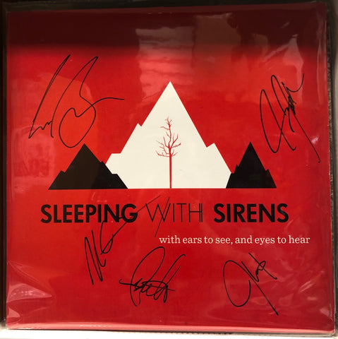 Autographed Signed by Band - Sleeping With Sirens – With Ears To See And Eyes To Hear - Mint- LP Record 2014 Rise Red/White Starburst Vinyl - Post-Hardcore