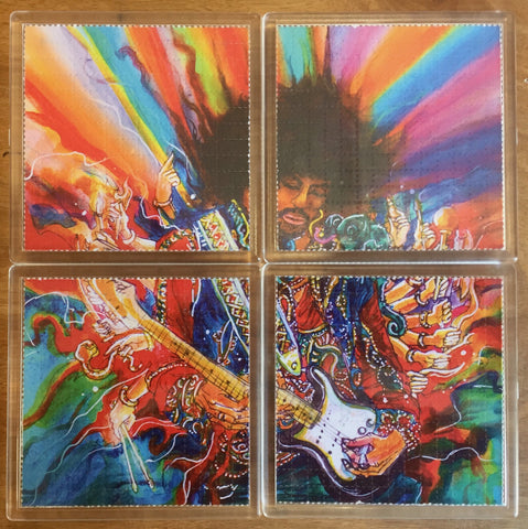 Jimi Hendrix - Psychedelic - Blotter Art - Highly Collectible Artwork Blotter Paper Coaster (4 pack)