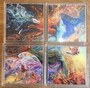 Dreamy Girl / Mother Nature Psychedelic - Blotter Art - Highly Collectible Artwork Blotter Paper Coaster (4 pack)