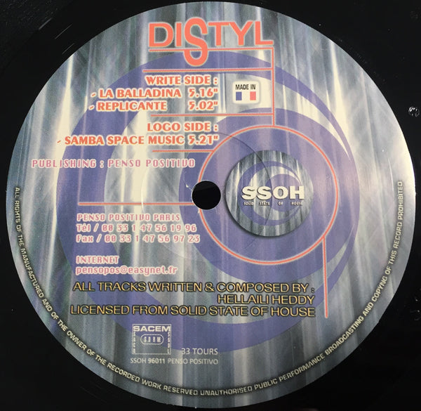 Distyl ‎– Hellaili Heddy - New 12" Single 1998 SSOH France Import Vinyl - Deep House - Shuga Records