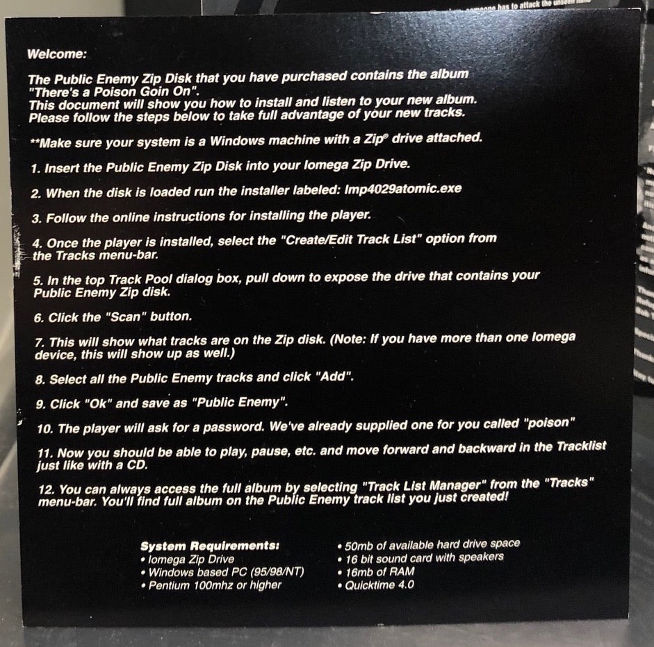 Public Enemy ‎– There's A Poison Goin On. - Mint- 1999 Zip Disk