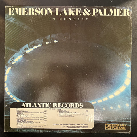 Emerson, Lake & Palmer – In Concert - VG+ LP Record 1979 Atlantic USA Promo Vinyl - Symphonic Rock / Prog Rock