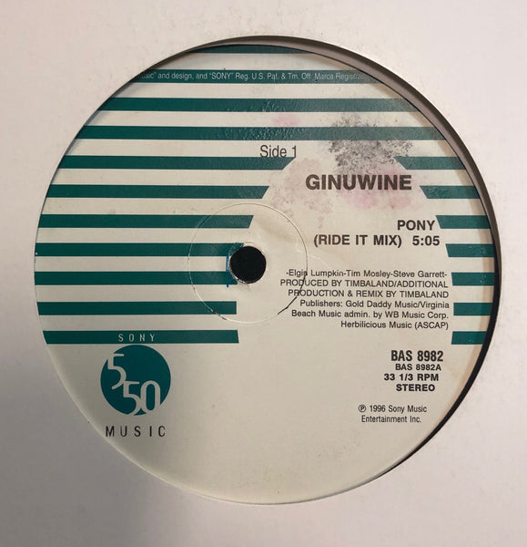 Ginuwine – Pony (Ride It Mix) - VG+ 12" Single Record 1996 USA 550 Music RARE Vinyl - Hip Hop - Shuga Records