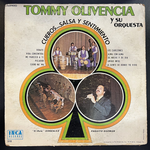 Tommy Olivencia Y Su Orquesta, "El Rolo" Gonzalez, Paquito Guzman – Cueros...Salsa y Sentimiento - VG- LP Record 1971 INCA USA Vinyl - Guaguancó / Bolero / Merengue