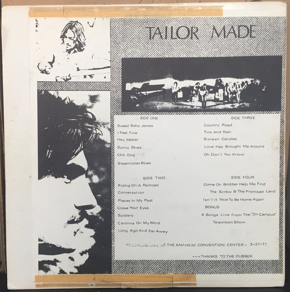 James Taylor With Carole King & Joe Mama - Tailor Made - Live At The Anaheim Convention Center 3-21-71 - VG+ 2 Lp Set 1971 Stereo USA - Shuga Records