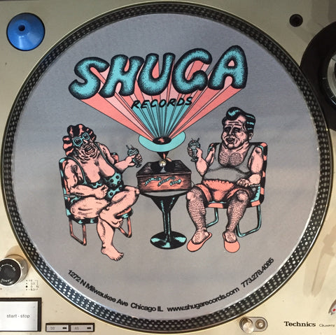 Shuga Records 2015 Limited Edition Vinyl Record Slipmat Capozzoli "Sun-Bathing Animals" Shuga Couple in Lawn Chairs