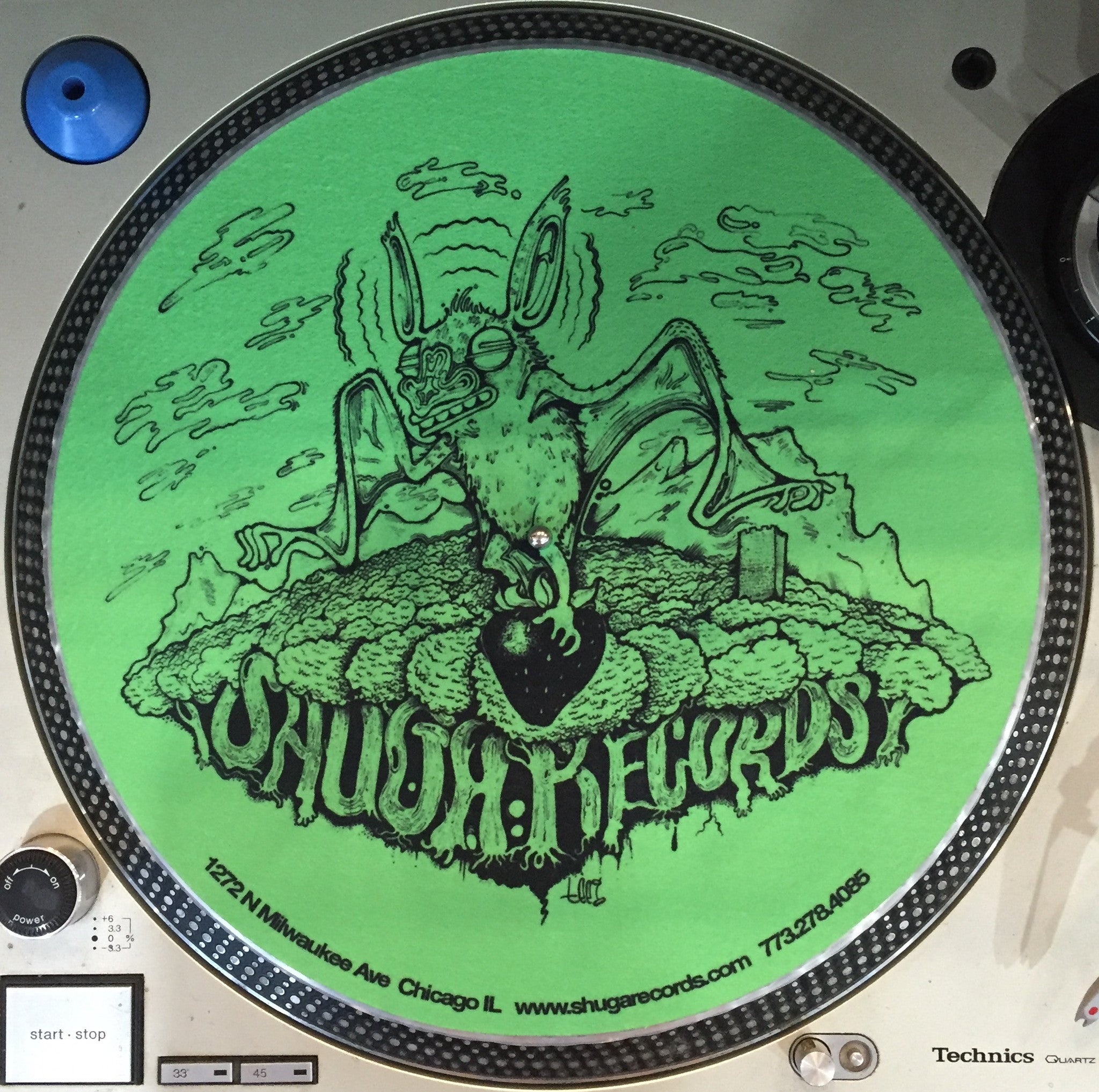 Shuga Records 2015 Limited Edition Vinyl Record Slipmat Green Bat with Trees