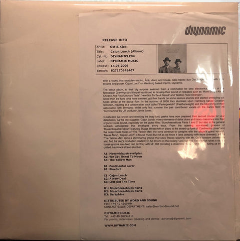Ost & Kjex – Cajun Lunch - Mint- 2 LP Record 2010 Diynamic Music Germany Test Press Vinyl - Deep House / Tech House / Disco