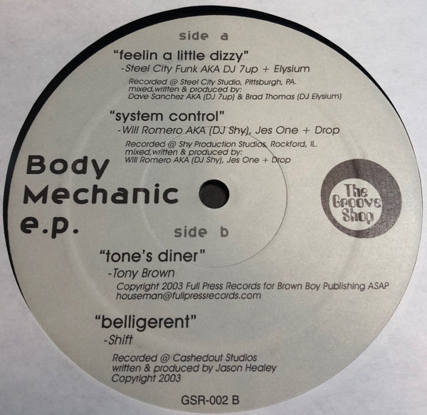 Various – Body Mechanic EP - Mint- 12" EP Record 2003 The Groove Shop USA Vinyl - Chicago House, Tech House - Shuga Records