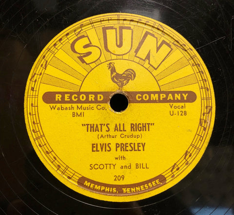 Elvis Presley With Scotty And Bill – That's All Right / Blue Moon Of Kentucky - VG+ 10" 78 RPM Shellac Record 1954 Sun USA Original BOLD Label - Rockabilly / Country