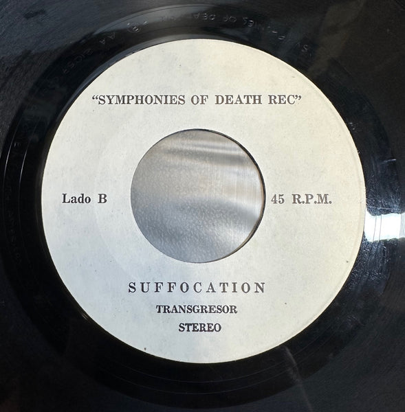 Transgressor – Morbid Brochus - VG+ 7" Single Record 1992 Symphonies Of Death Colombia White Label Vinyl & Insert - Grindcore / Death Metal - Shuga Records