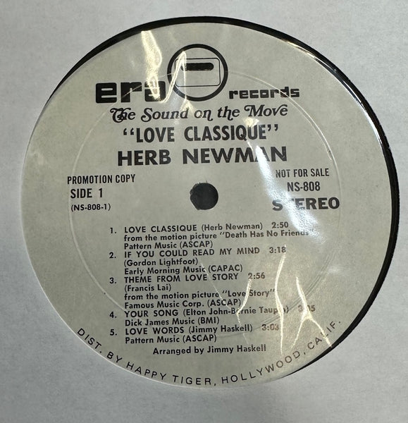 Herb Newman – Love Classique - LP Record 1971 Era USA Promo Vinyl - Jazz - Shuga Records