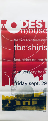 Modest Mouse and The Shins - Anniversary Bash Sept. 29, 2009 - 9" x 22" Promo Poster