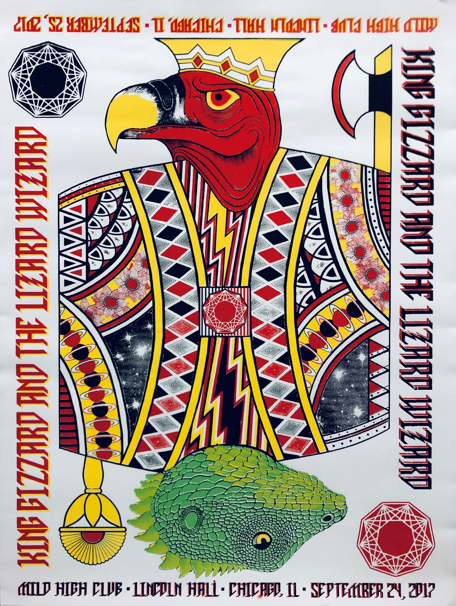 Poster King Gizzard and the Lizard Wizard - Lincoln Hall Chicago 2017 - 18" x 24" Screen Print Poster (White) p0112