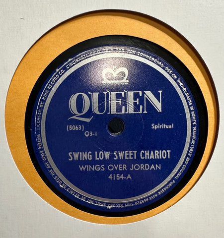 Wings Over Jordan – Swing Low Sweet Chariot / Trampin - VG+ 10" Shellac 78 Rpm 1946 Queen Records USA - Gospel