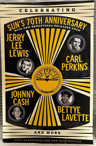 Johnny Cash / Carl Perkins / Jerry Lee Lewis / Bettye lavette - Sun Records 70th Anniversay Promo Poster 11" x 17"