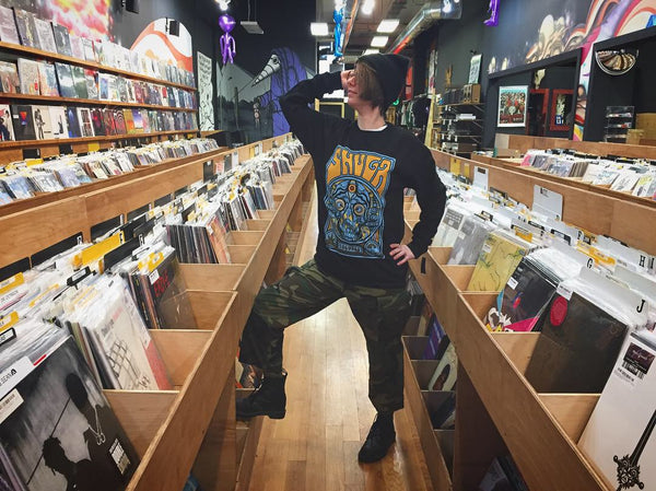 Shuga Records 'Trippy Skull' Design Black Crewneck Sweatshirts - Shuga Records