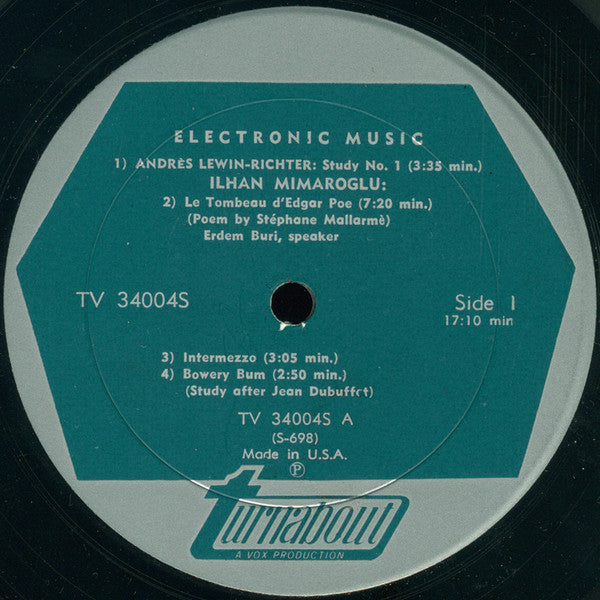 Various – Electronic Music - Mint- LP Record 1965 Turnabout USA Vinyl - Electronic / Experimental / Modern Classical