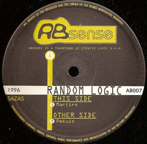 Random Logic – AB007 - New 12" Single Record 1996 ABsense Slovenia Vinyl - Techno / Minimal