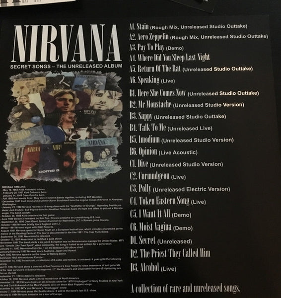 Nirvana ‎– Secret Songs – The Unreleased Album - New 2 Lp Record 2017 Europe Import Random Colored & Clear Vinyl - Rock / Grunge