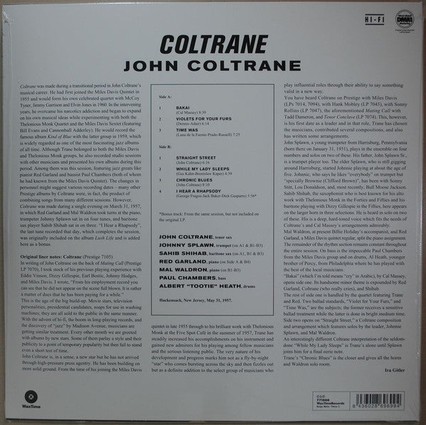 John Coltrane ‎– Coltrane (1957) - New LP Record 2017 WaxTime Europe Import 180 gram Vinyl - Jazz / Bop