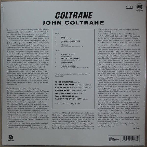 John Coltrane ‎– Coltrane (1957) - New LP Record 2017 WaxTime Europe Import 180 gram Vinyl - Jazz / Bop - Shuga Records