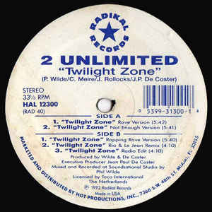 2 Unlimited - Twilight Zone - VG+ 12" Single Record 1992 Radikal USA Vinyl - Techno / Euro House - Shuga Records
