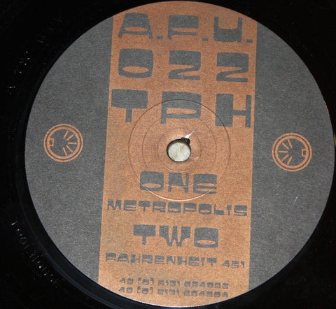 TPH – Metropolis - New 12" Single Record 1998 A.F.U. Germany Vinyl - Techno