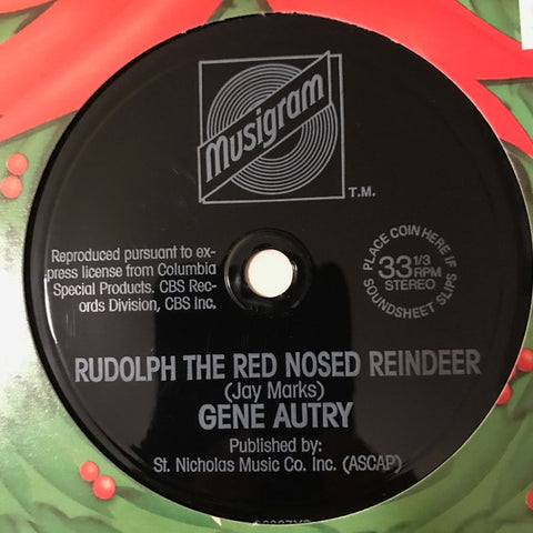 Gene Autry – Rudolph The Red Nosed Reindeer - Mint- 7" Single Sided Record 1970's Musigram Flexi-disc Vinyl - Holiday