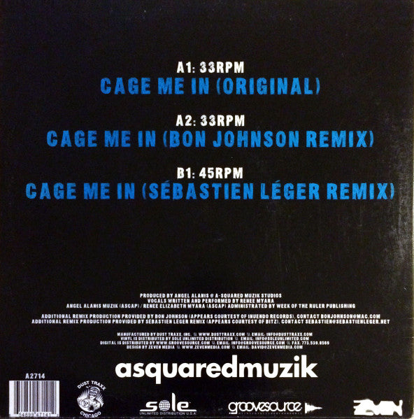 Angel Alanis Featuring Renee – Cage Me In - New LP Record 2007 A Squared Muzik USA Vinyl - Chicago House / Electro
